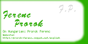 ferenc prorok business card